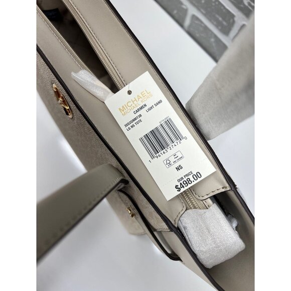 Michael Kors tote bag carmen large leather tote purse light sand - Picture 11 of 11